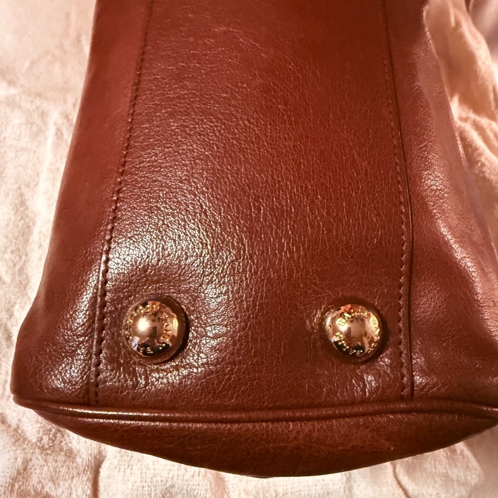 Vintage Bally Brown Leather Satchel – Structured Tote, Dual Handles - Picture 9 of 14